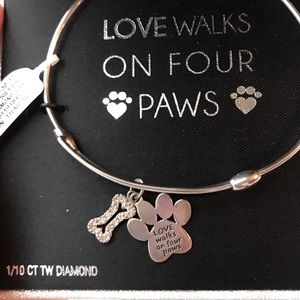 Sterling silver/diamond pet charm bracelet